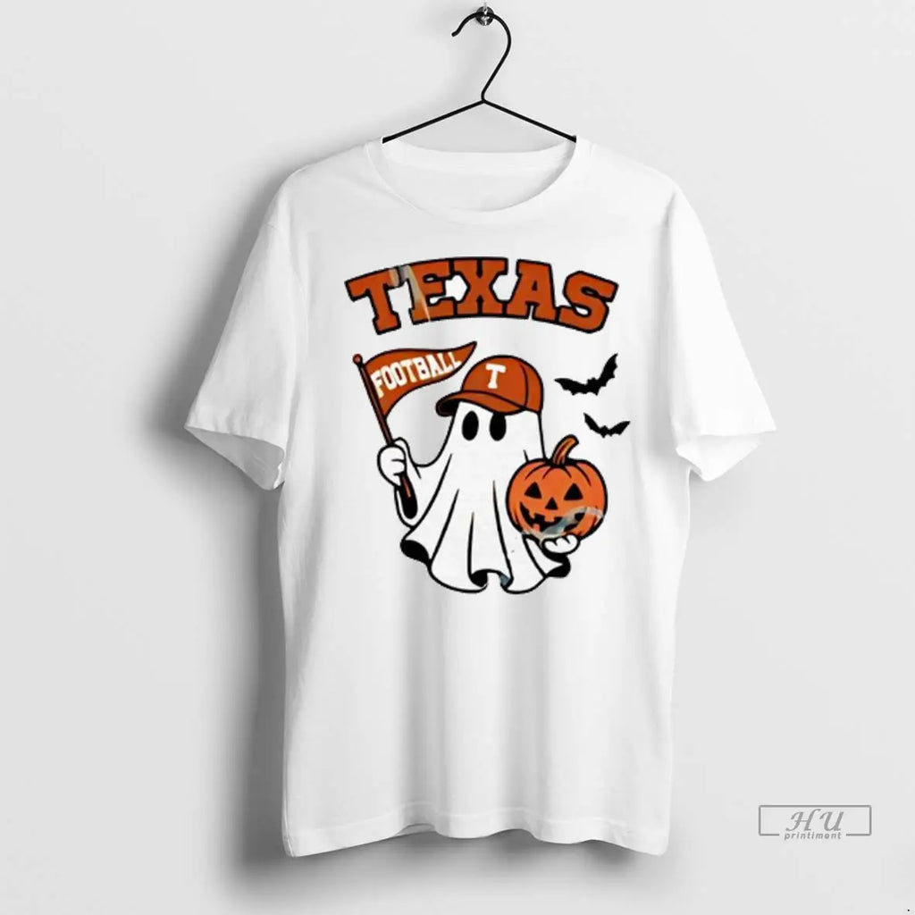 Officials Halloween Ghost Texas Longhorns Football Flag Pumpkin Ladies T Shirts