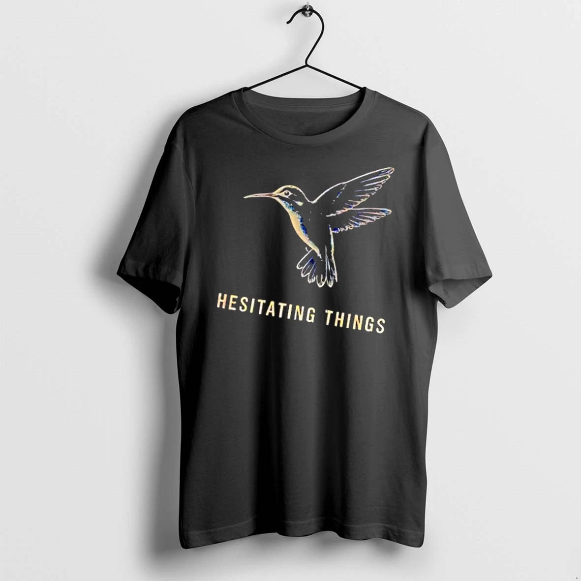 Officials Hesitating Things Golden Hummingbird Flying Line Art Sketch Mens T Shirt Sweater