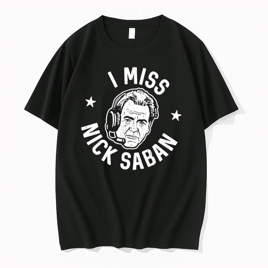 Officials I Miss Nick Saban Coach Headset Portrait Stars Distressed Mens T Shirt Sweater
