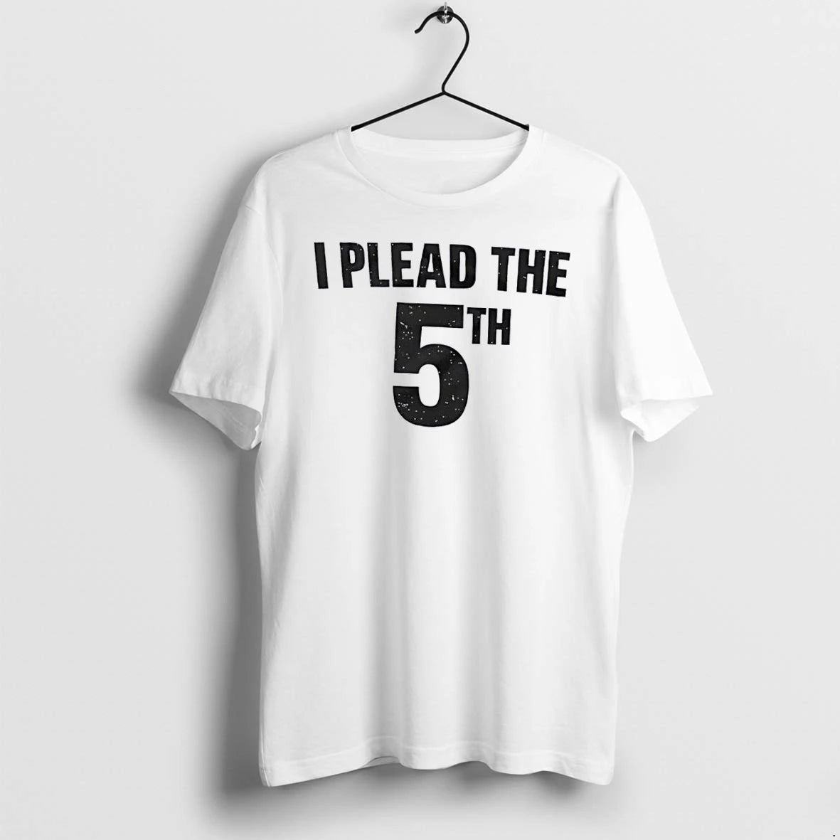 Officials I Plead The 5th Distressed Texture Bold Black Lettering Print White Womens
