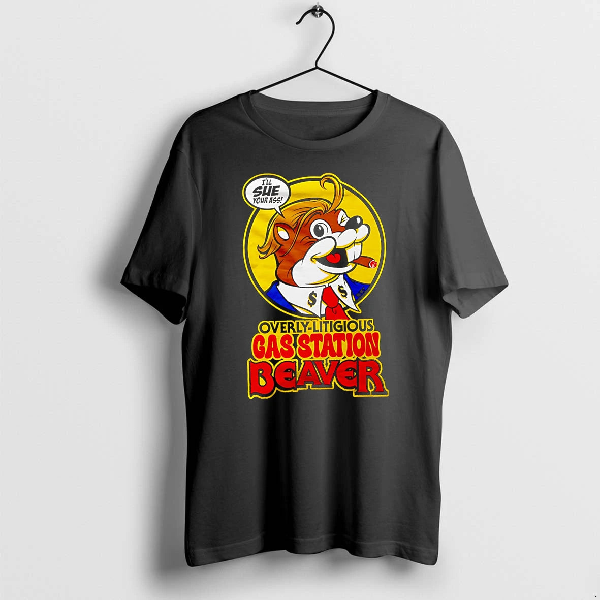 Officials Ill Sue Your Ass Overly Litigious Gas Station Beaver Premium T Shirt
