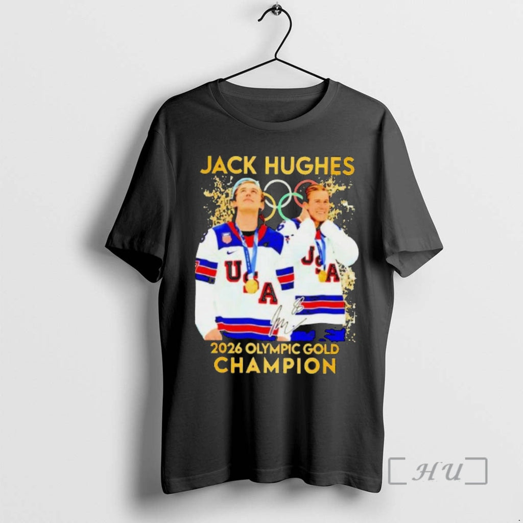 Officials Jack Hughes Hero Usa Mens Olympic Hockey Olympic Gold 2026 Premium T Shirts Sweater