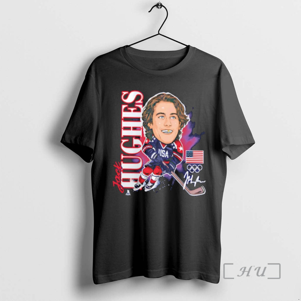 Officials Jack Hughes Us Mens Olympic Hockey Gold Medal Caricature