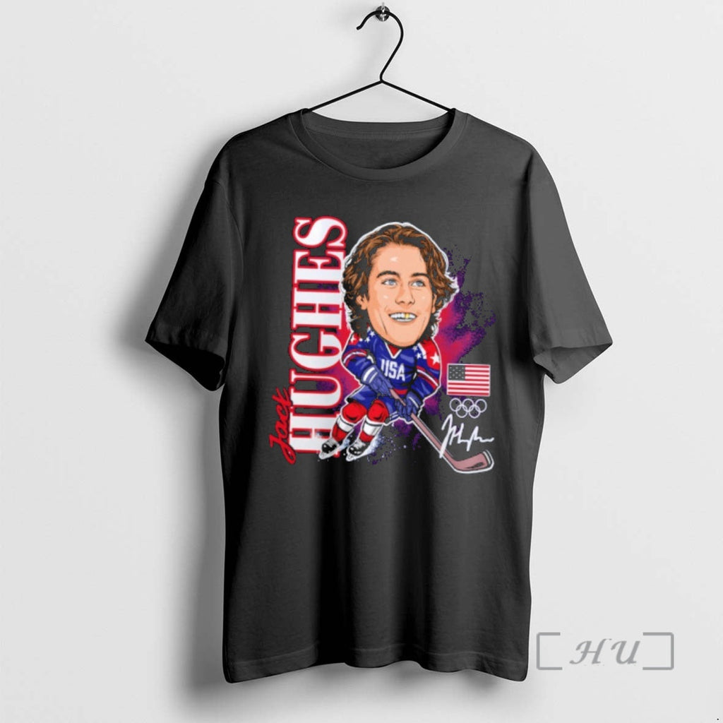 Officials Jack Hughes Usa Hockey Gold Medal Caricature