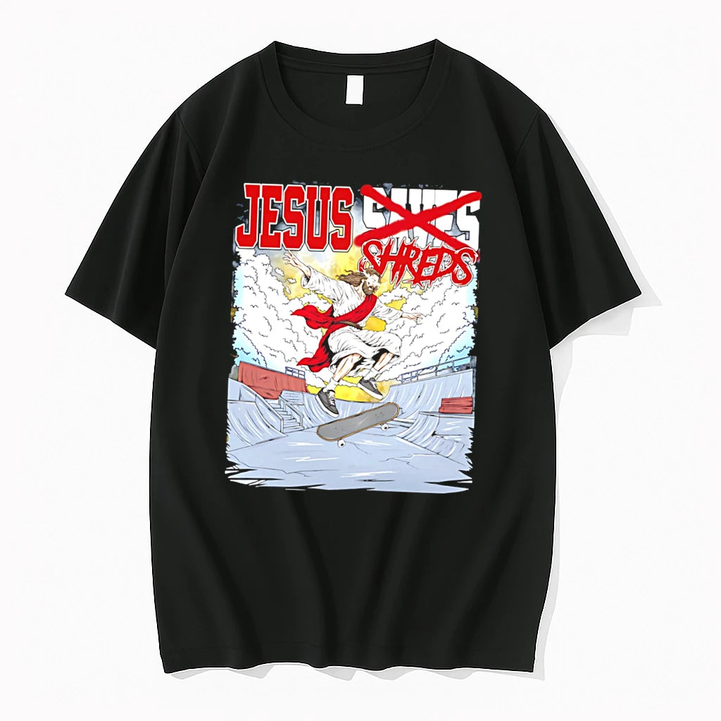 Officials Jesus Shreds Not Saves Jesus Skateboarding Tee T Shirt Sweater
