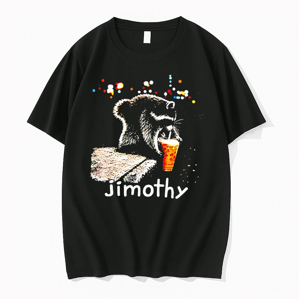 Officials Jimothy Raccoon Drinking Iced Coffee Funny Animal Tee Premium T Shirt