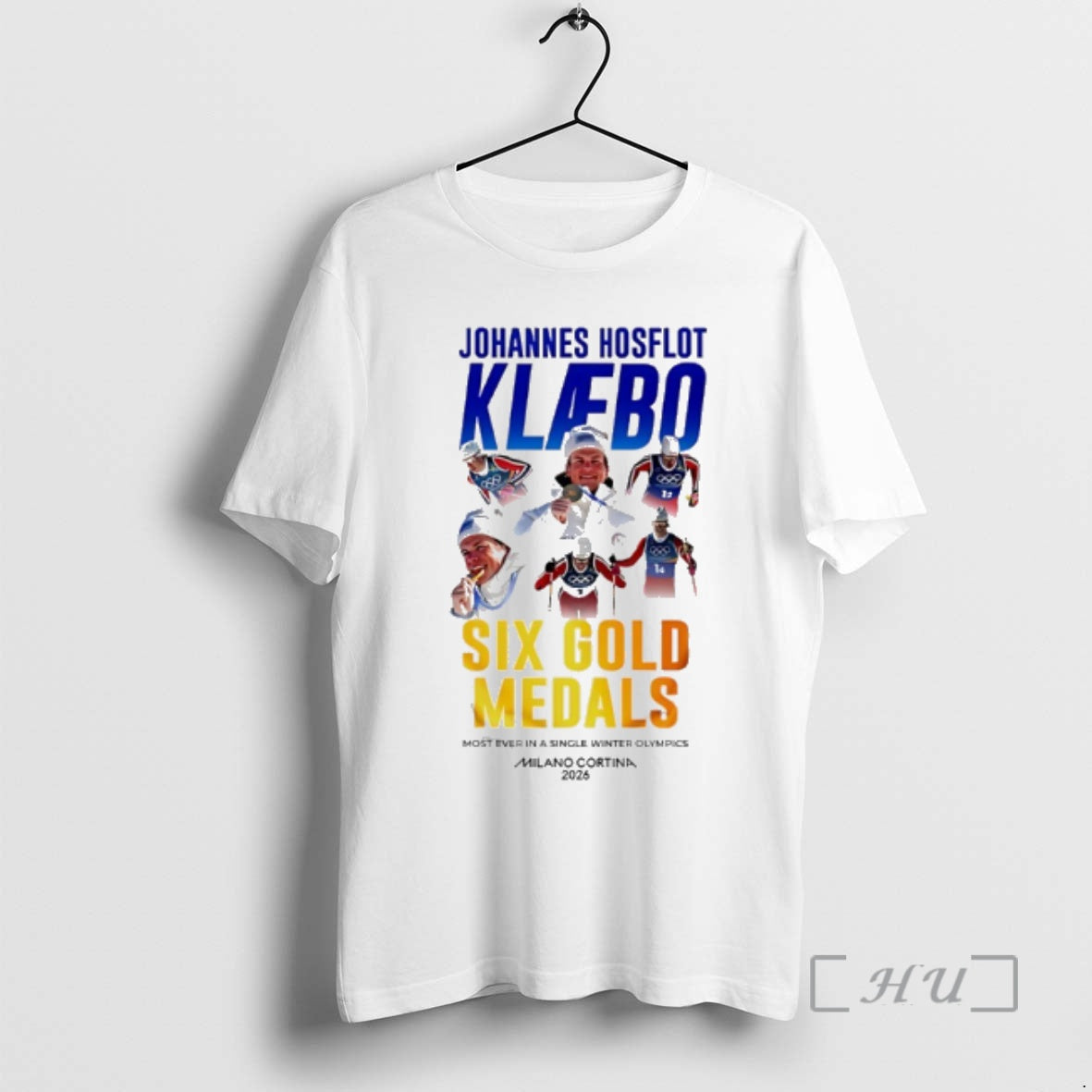 Officials Johannes Hoesflot Klaebo Six Gold Medals 2026 Winter Olympics Milano Cortina Premium T Shirts