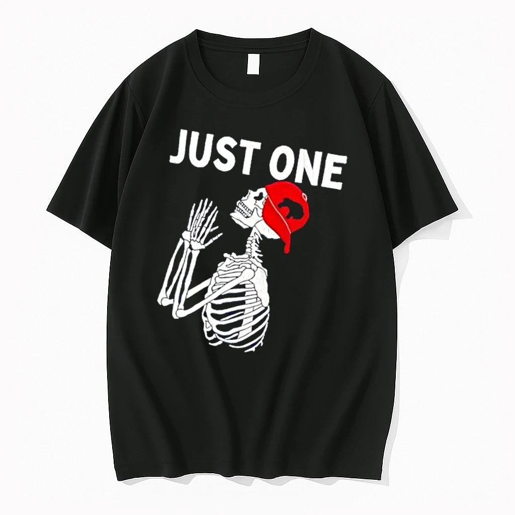 Officials Just One Praying Skeleton Wearing Backwards Red Baseball Cap Mens T Shirt Sweater