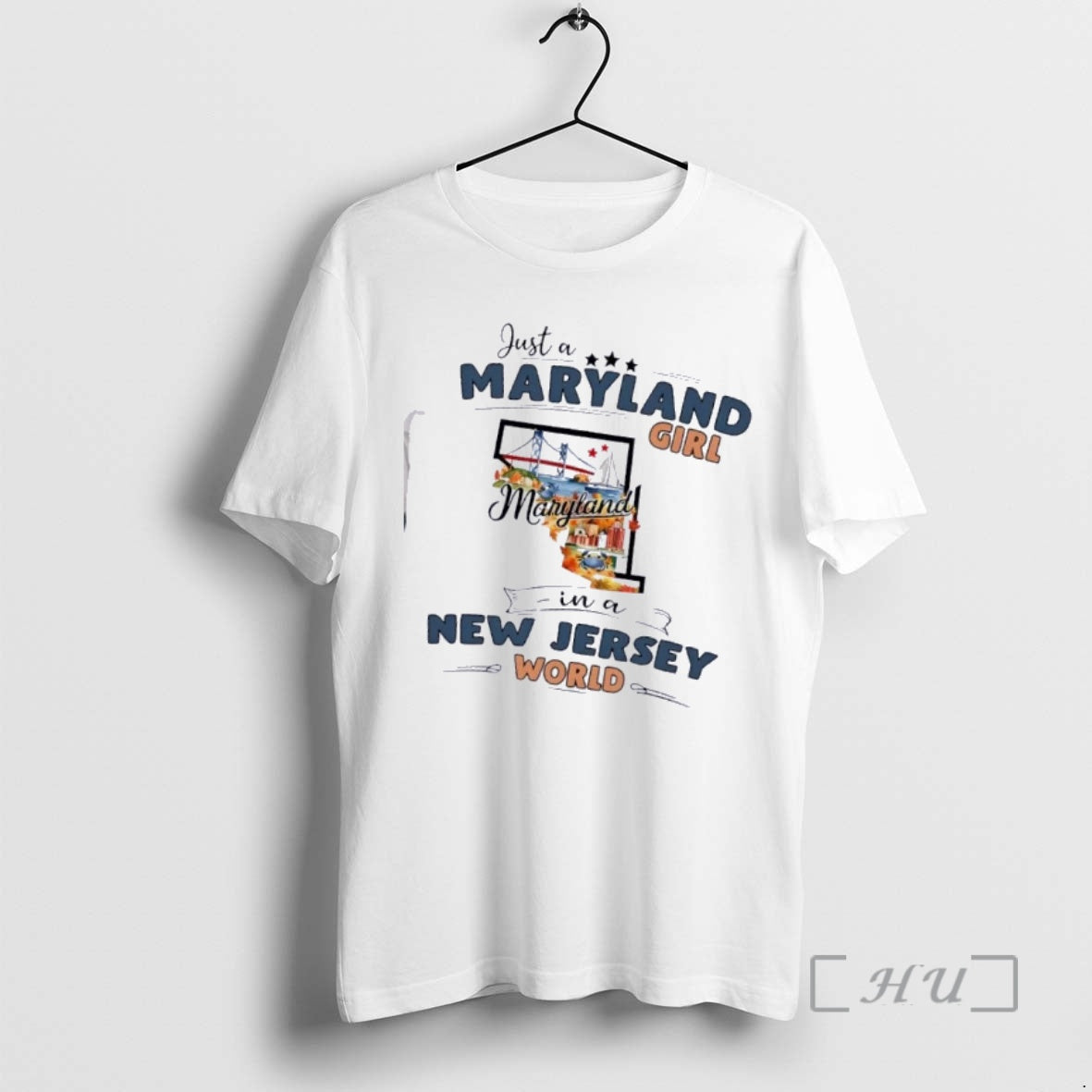 Officials Just A Maryland Girl Girl In A New Jersey World Map Premium T Shirts