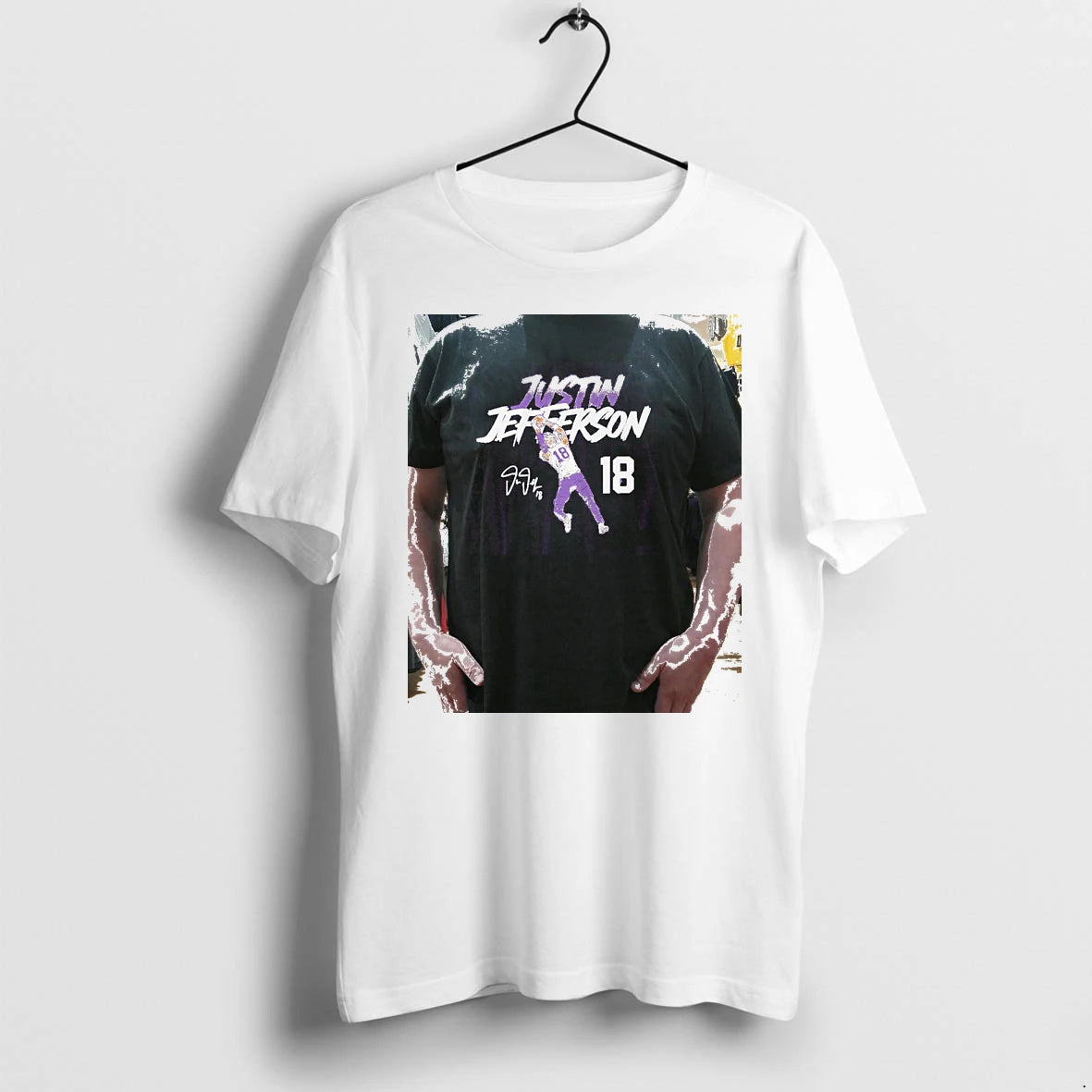Officials Justin Jefferson Minnesota Vikings Name Number Pose Signature Premium T Shirt