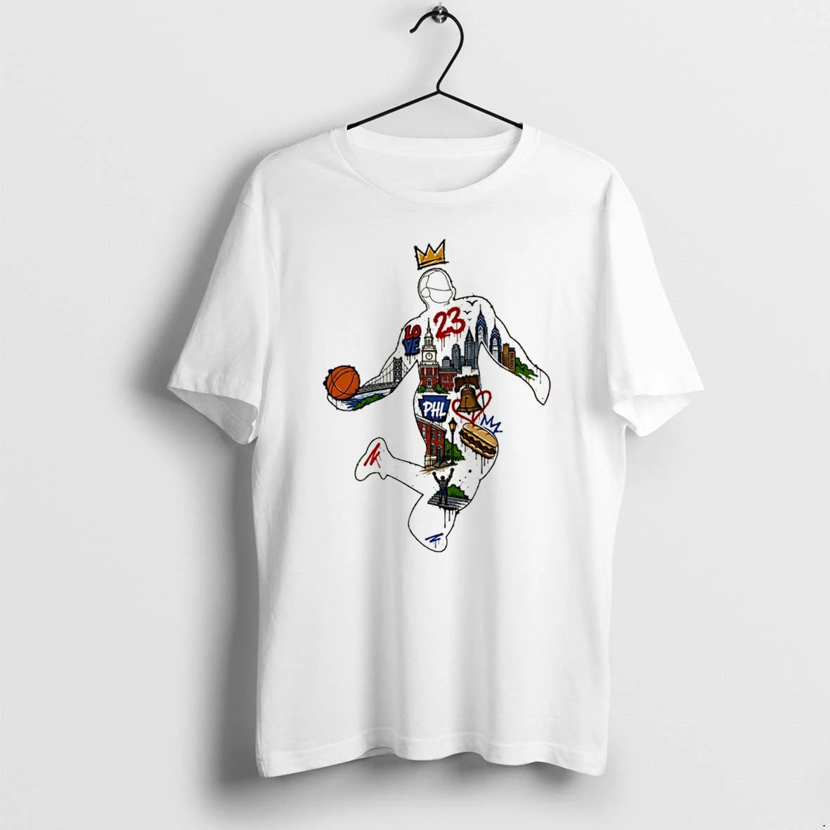 Officials King Of Philly 23 Basketball Collage Graffiti Tee Premium T Shirt