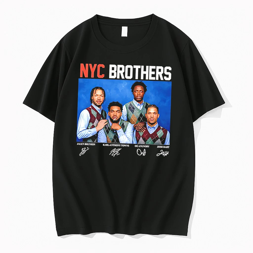 Officials Knicks Nyc Brothers Brunson Towns Og Anunoby Hart Signatures Tee T Shirt Sweater