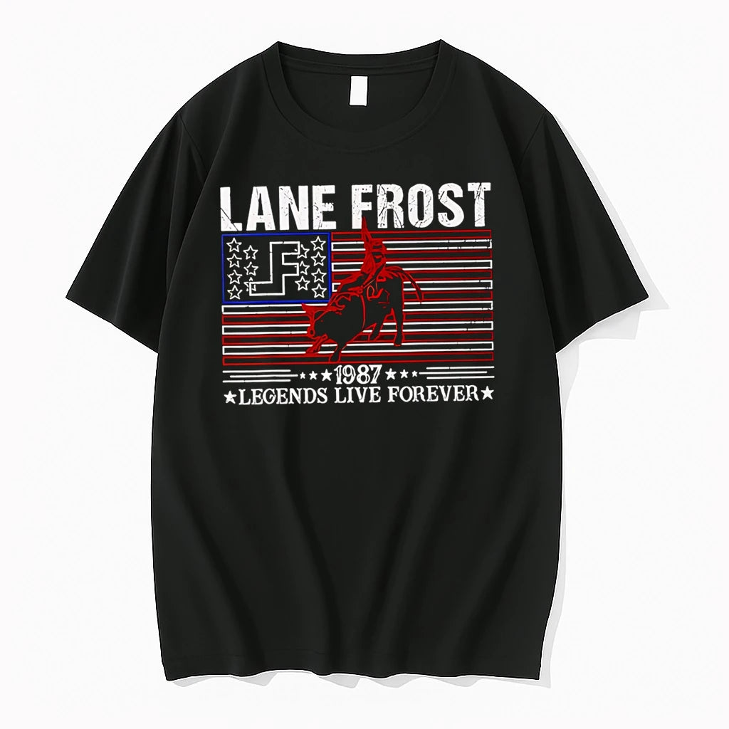 Officials Lane Frost Legends Live Together Rodeo Lover Us Flag 1987 T Shirt Sweater