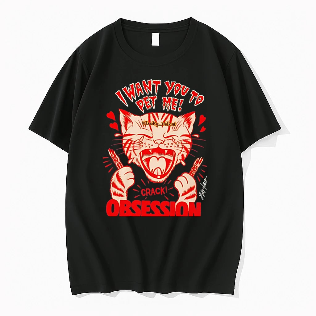 Officials Lucky Hellcat Obsessed I Want You To Pet Me Tee Premium T Shirt