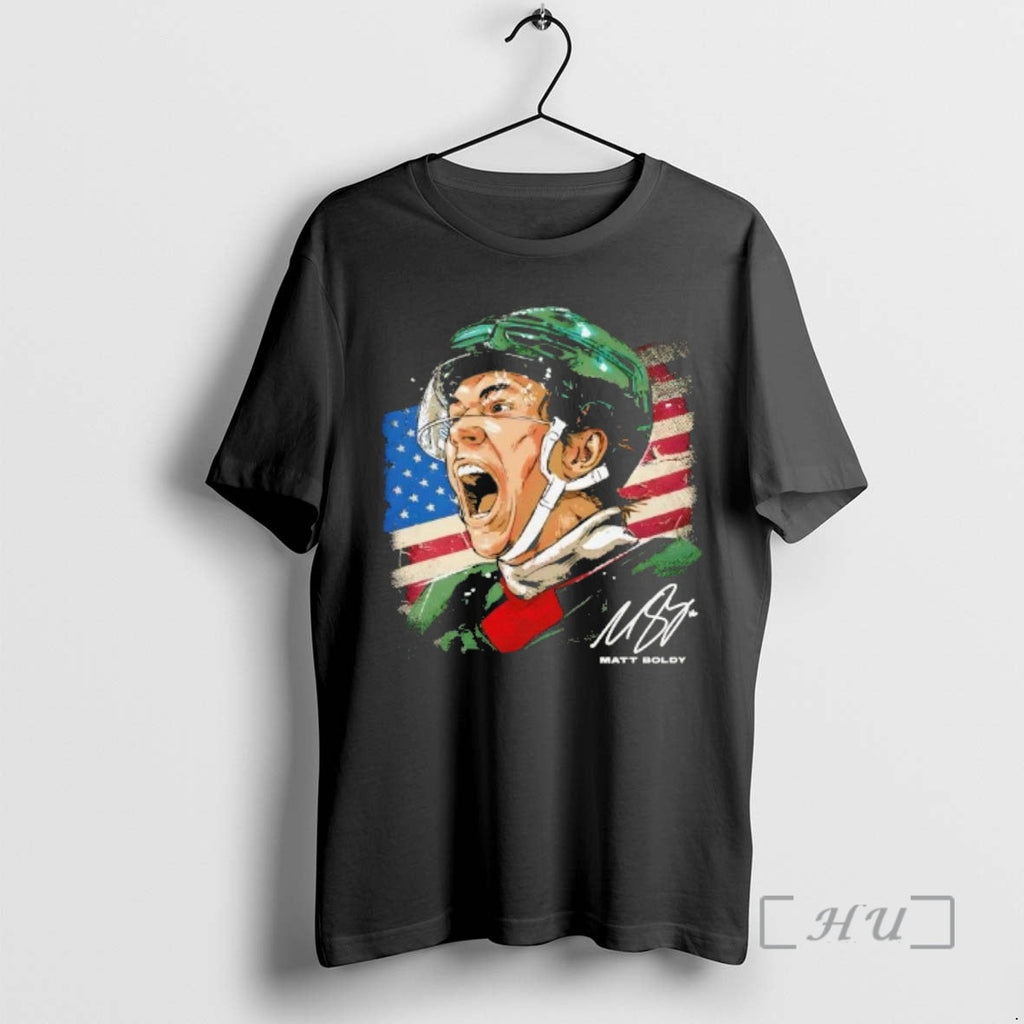 Officials Matt Boldy Minnesota Wild Usa Flag Portrait Signature