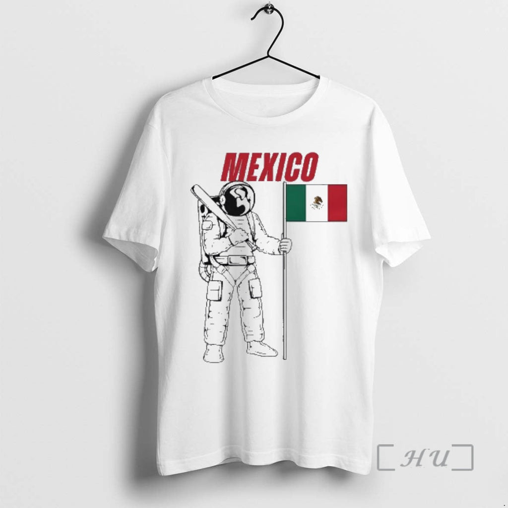 Officials Mexico Astronaut Holding Baseball Bat And Flag Of Mexico