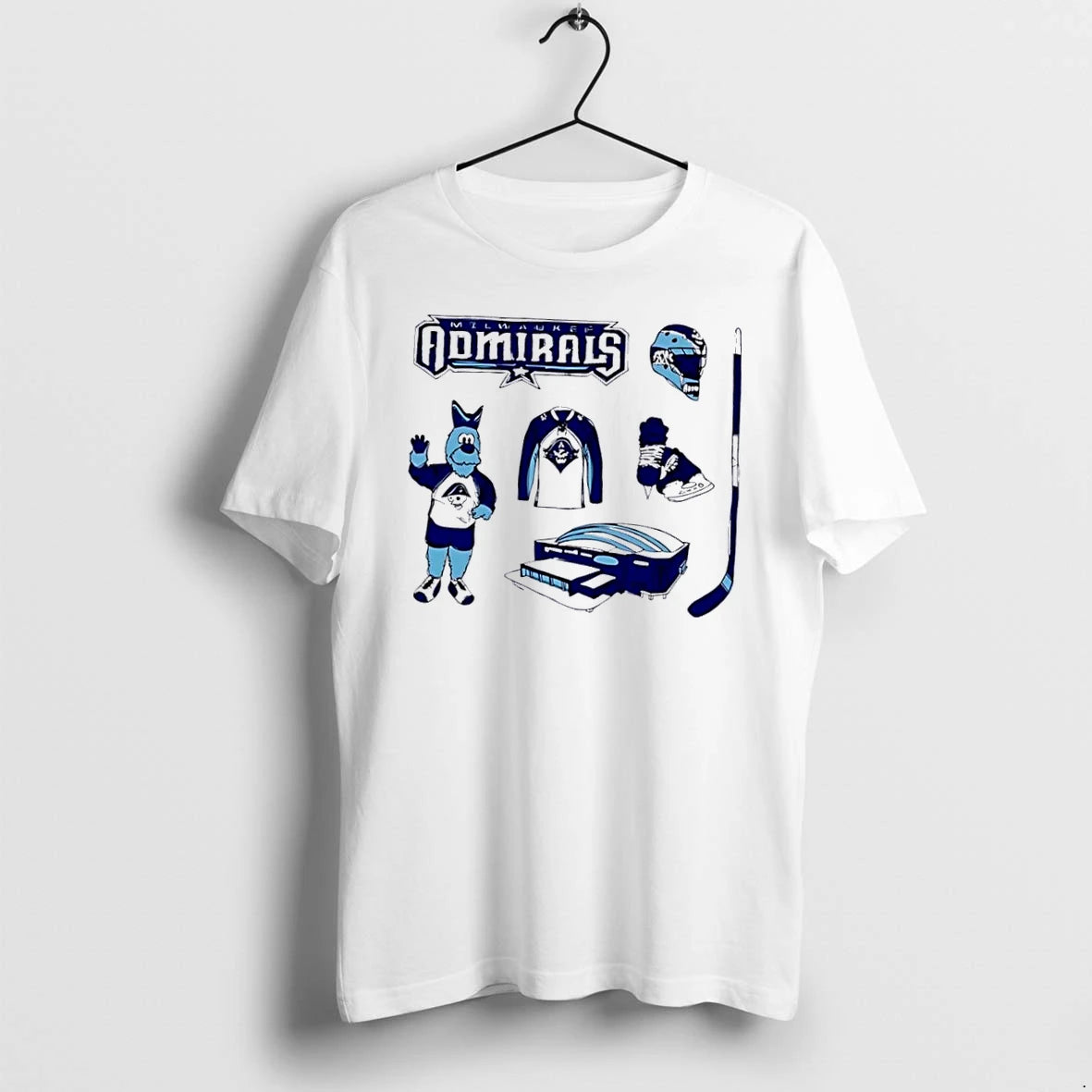Officials Milwaukee Admirals Mascot Goalie Mask Jersey Skates Arena Stick White Womens