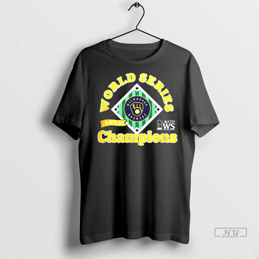 Officials Milwaukee Brewers Baseball 2025 World Series Champions Trophy Logo T Shirts