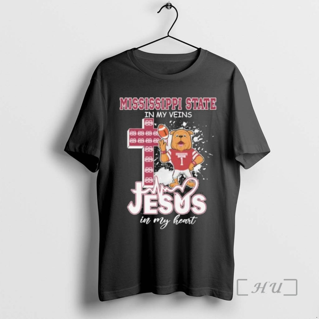 Officials Mississippi State Bulldogs Mascot In My Veins Jesus In My Heart T Shirt Sweater