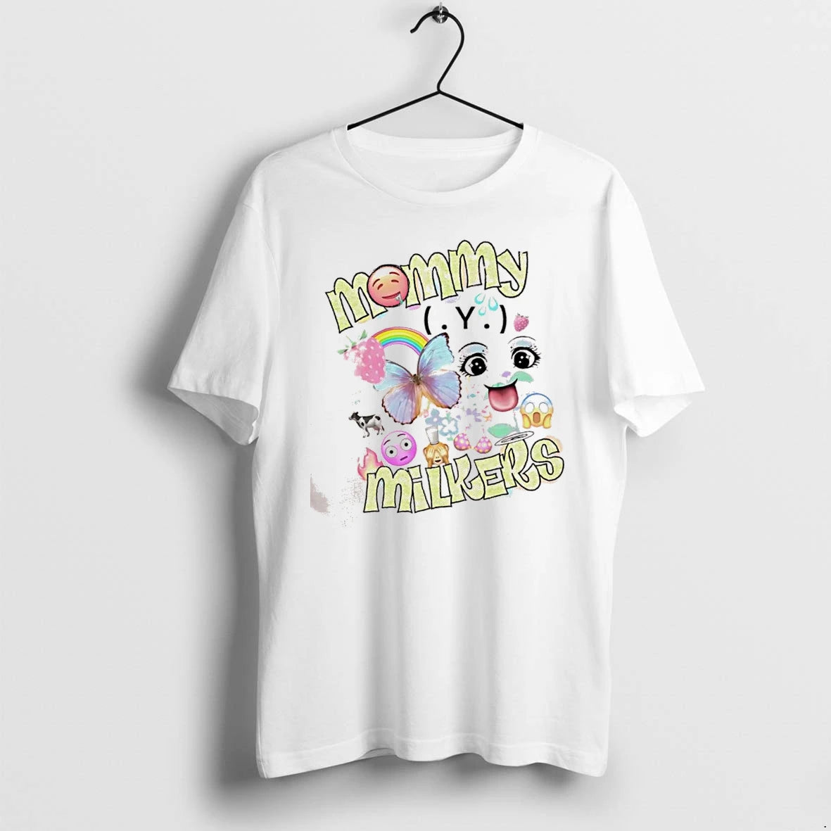 Officials Mommy Milkers Aesthetic Butterfly Strawberry Rainbow Premium T Shirt