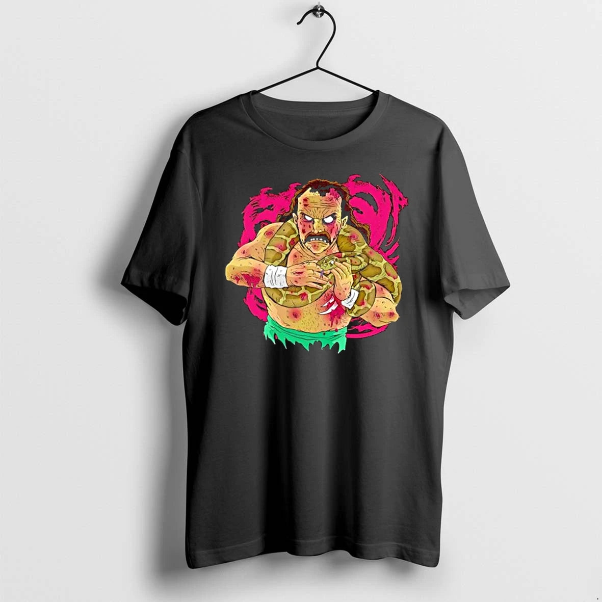 Officials Mustachioed Zombie Wrestler Python Background Caricature Mens T Shirt Sweater