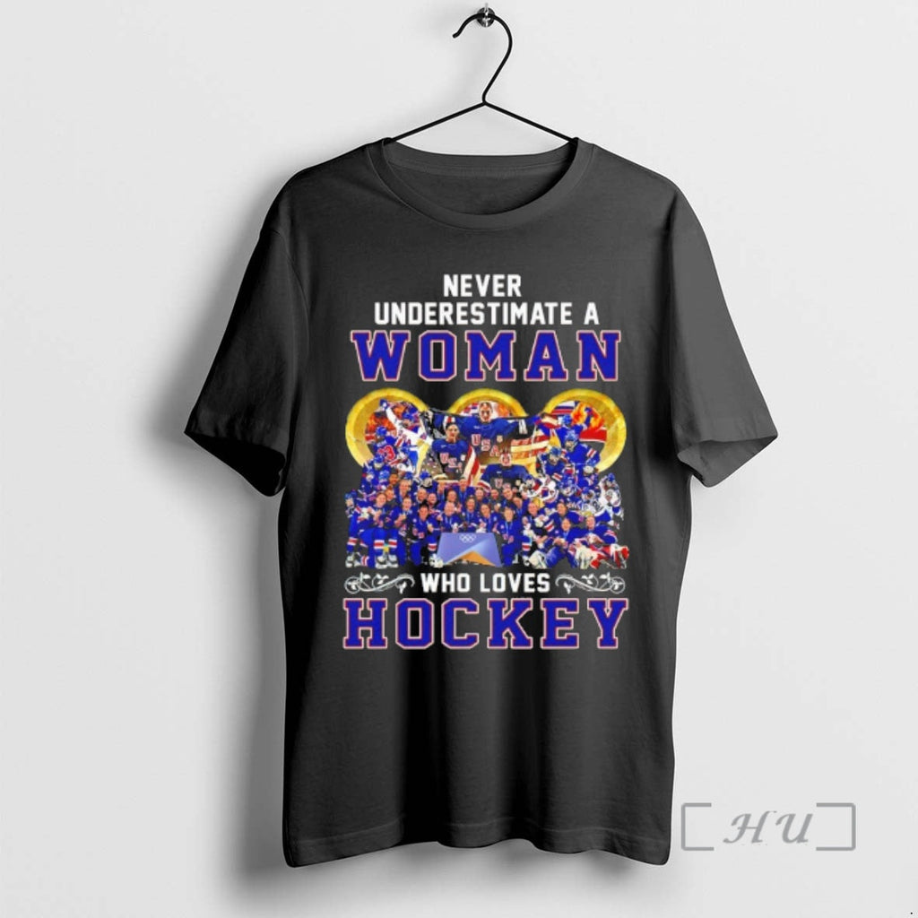 Officials Never Underestimate A Woman Who Love Hockey Usa Team 2026 Premium T Shirts Sweater