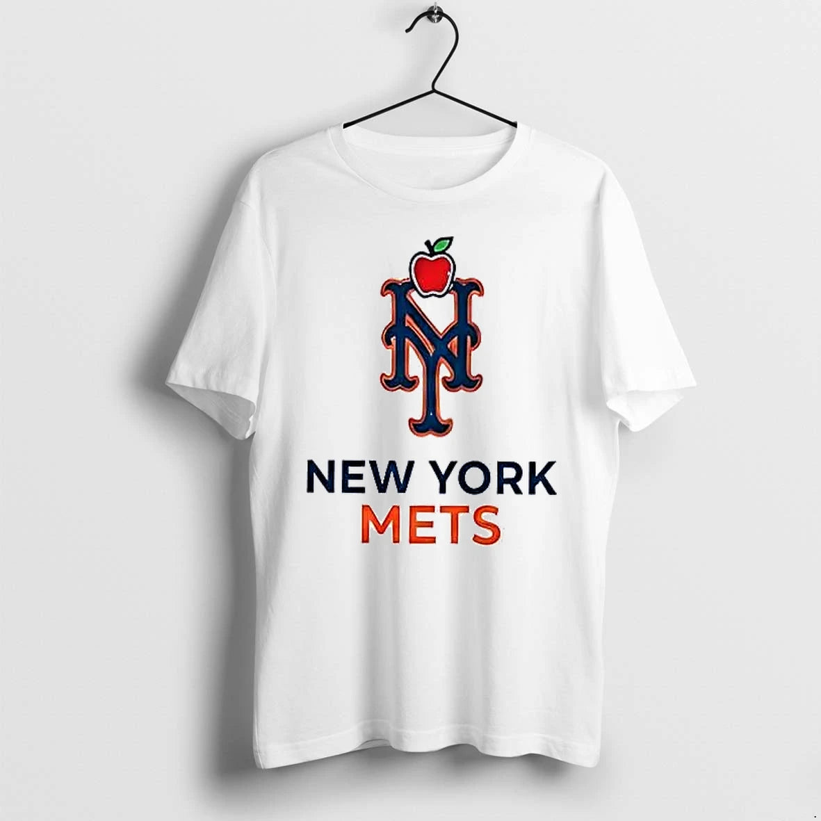 Officials New York Mets Logo Skull Bat Crossed Baseball White Mens Premium T Shirt