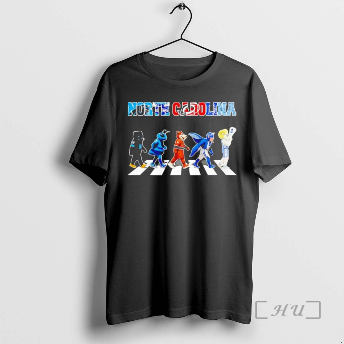 Officials North Carolina Sports Team Carolina Panthers Hornets Hurricanes Duke Blue Heels Mascots Walking Across T-Shirts