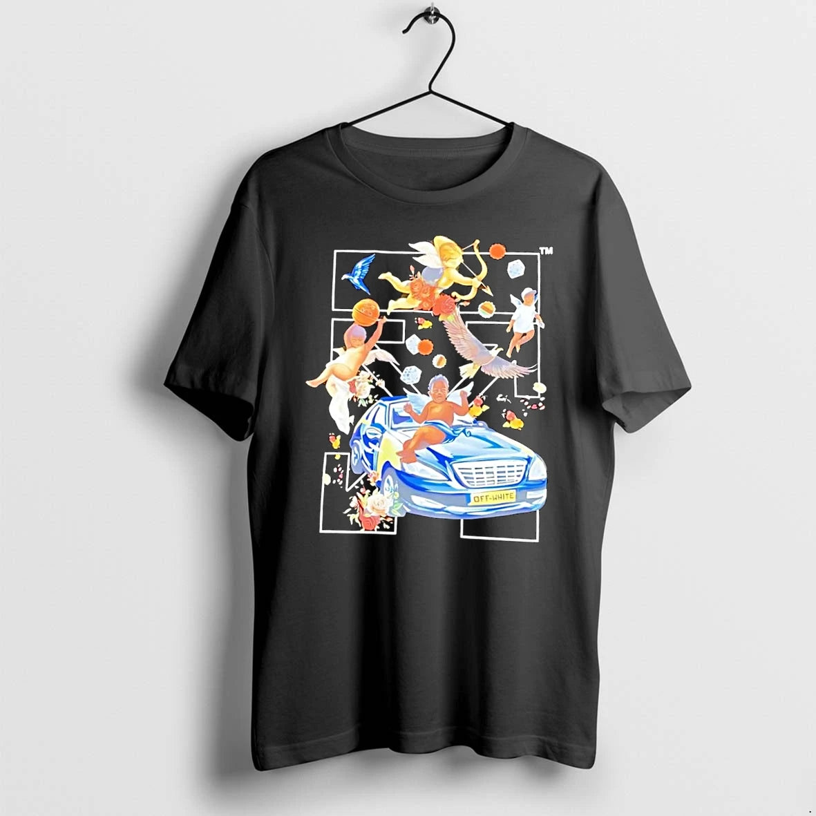Officials Off White Cherubs Car Eagle Basketball Black T Shirt Sweater