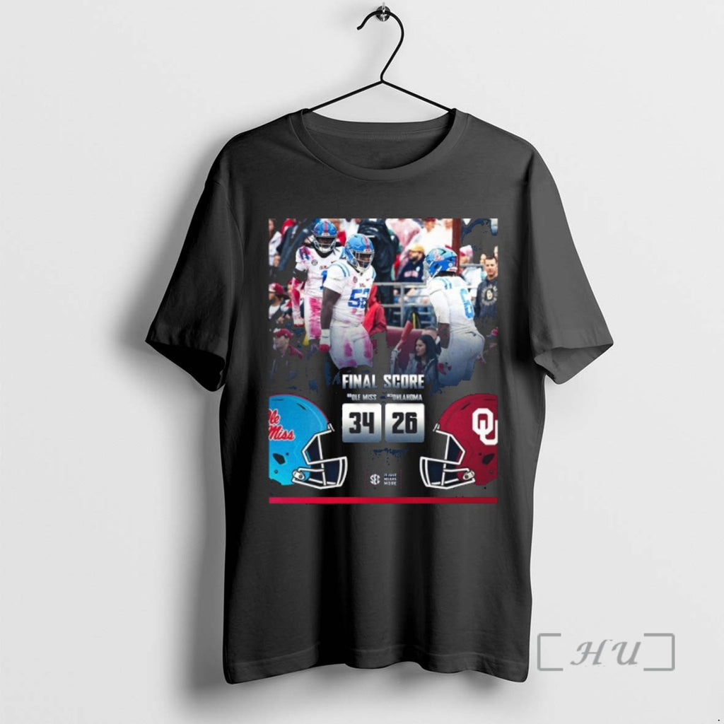 Officials Ole Miss Wins 34 26 Oklahoma 2025 Gameday Football Tee Shirt Sweater
