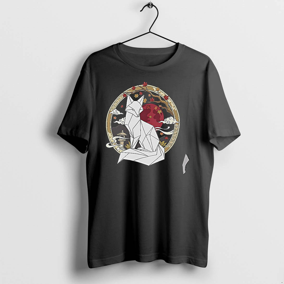 Officials Origami Fox Japanese Sunset Maple Leaves Lantern Lunar Moon Premium T Shirt