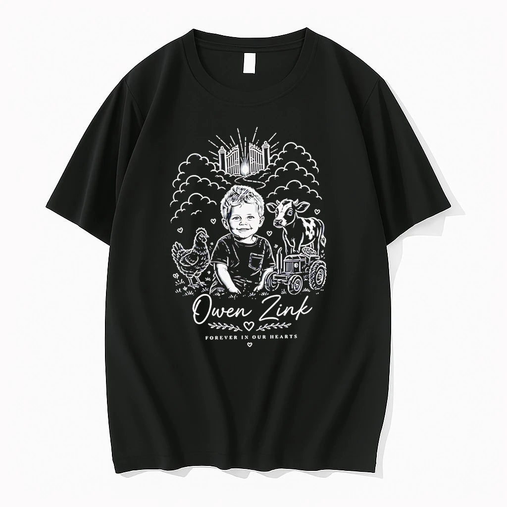 Officials Owen Zink Forever In Our Hearts Boy With Animals And Tractor T Shirt Sweater