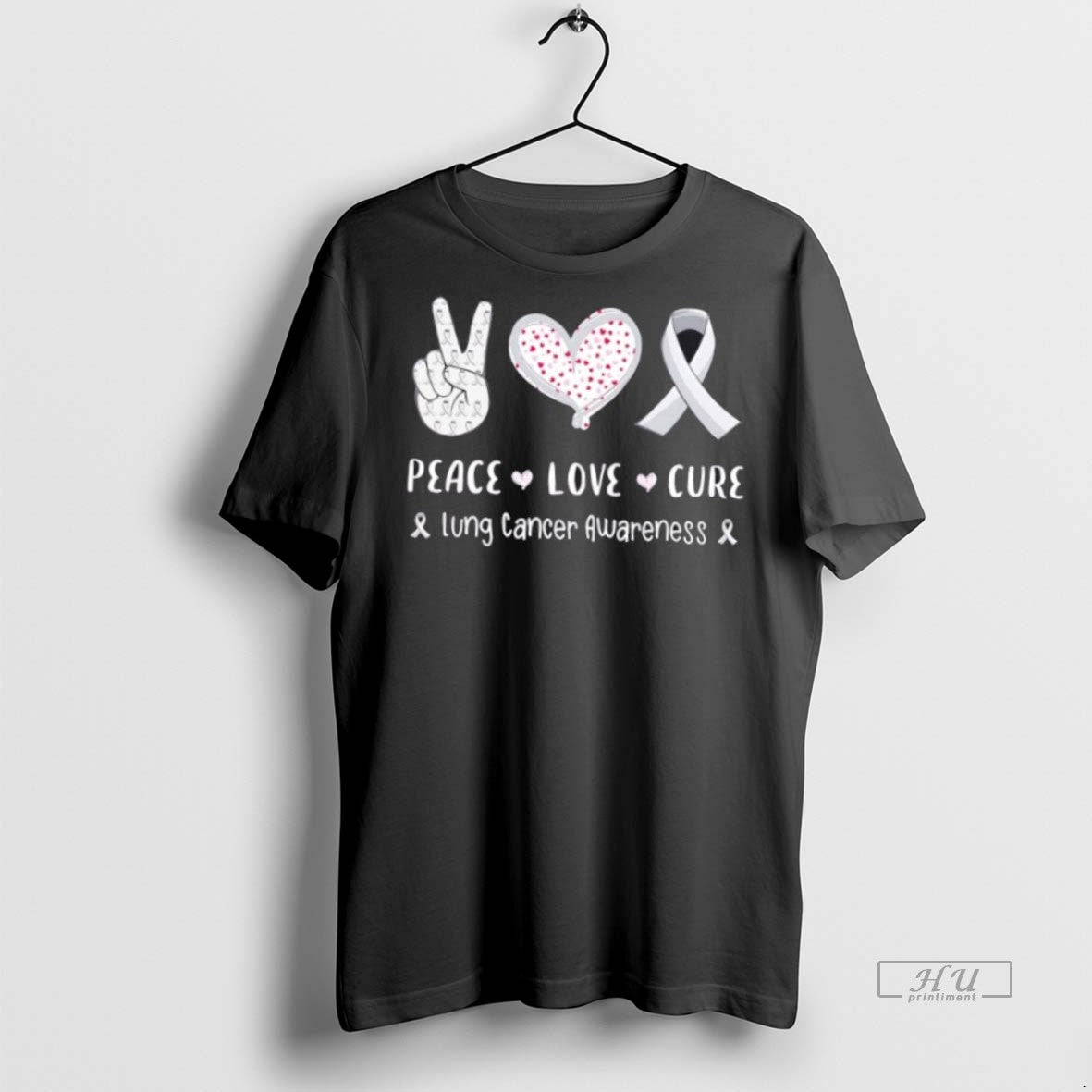 Officials Peace Love Cure Lung Cancer Awareness Tee Shirt Sweater