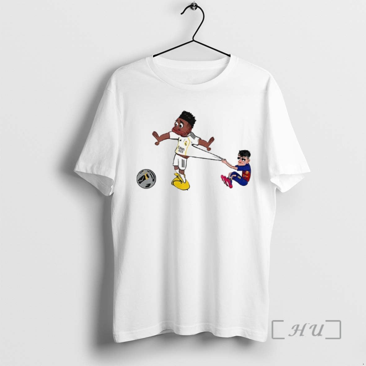 Officials Pedri Pulling Vini Jr 7 Football Cartoon Meme Tee Shirt Sweater