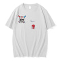 Officials Philadelphia Phillies Logo Skull Bat Crossed Baseball White Mens Premium T Shirt