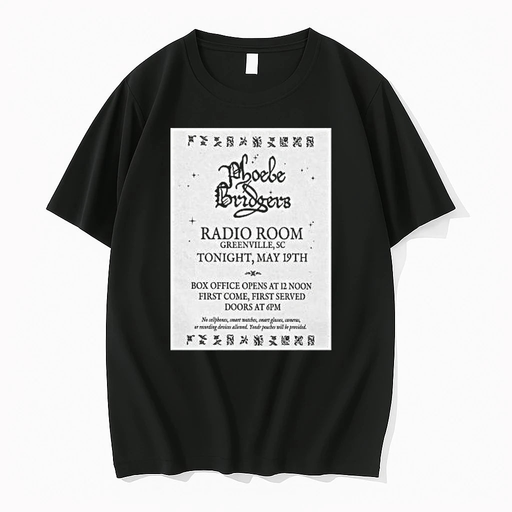 Officials Phoebe Bridgers May 19 2026 Radio Room Greenville Sc Black T Shirt Sweater