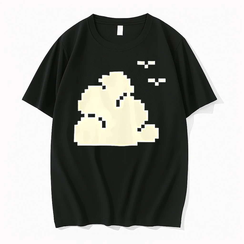 Officials Pixel Art Cloud With Flying Birds Minimalist Premium T Shirt