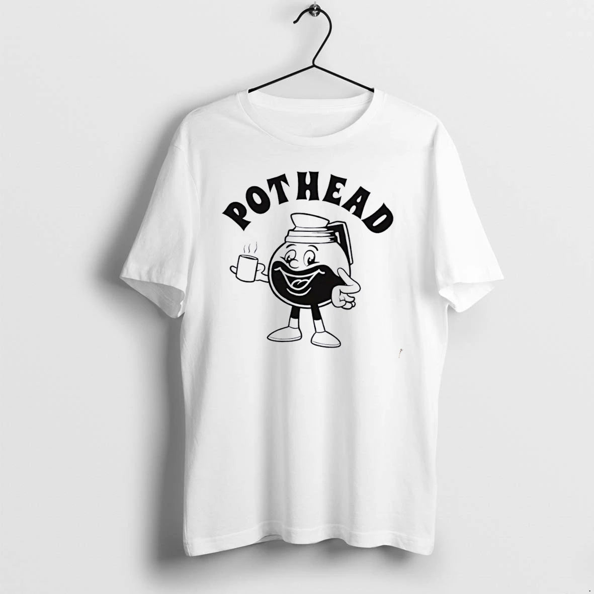 Officials Pothead Vintage Cartoon Coffeehouse Carafe Holding Cup White Womens T Shirt Sweater