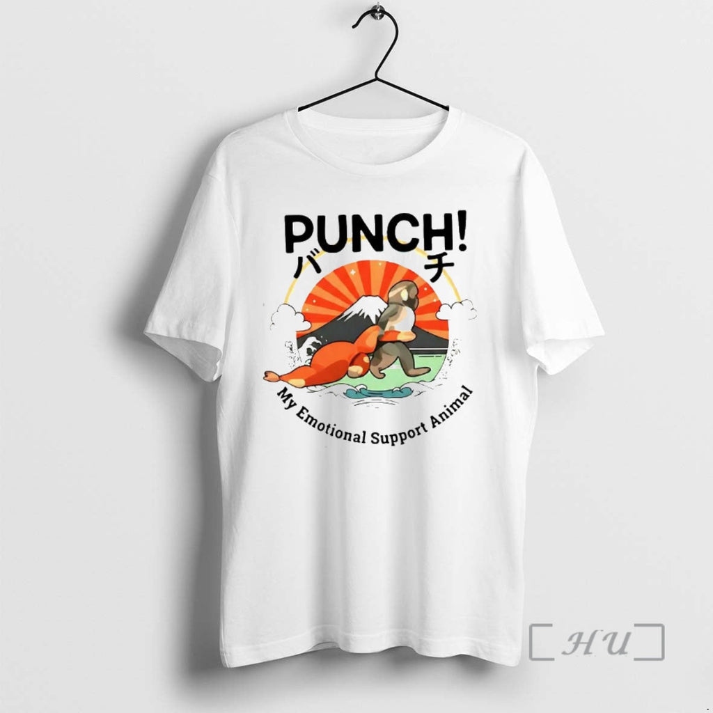 Officials Punch The Monkey My Emotional Support Animal Mount Fuji Retro Premium T Shirts Sweater