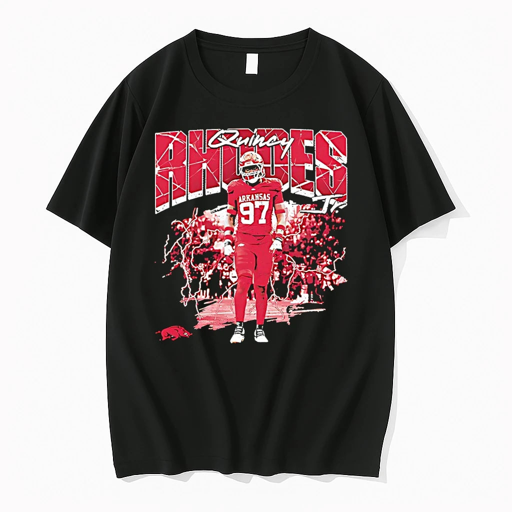 Officials Quincy Rhodes Jr Number 97 Of Arkansas Razorbacks Ncaa Football Graphic T Shirt Sweater