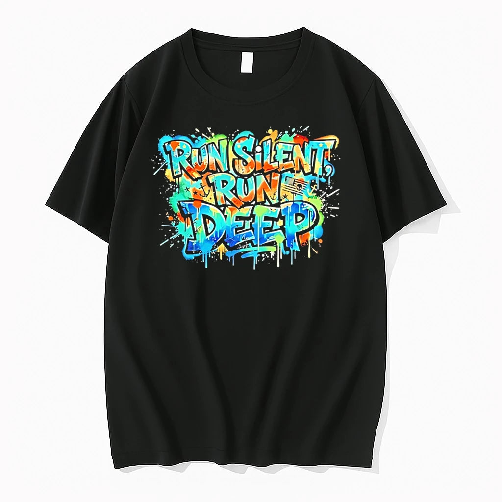 Officials Run Silent Run Deep Vibrant Graffiti Style T Shirt Sweater