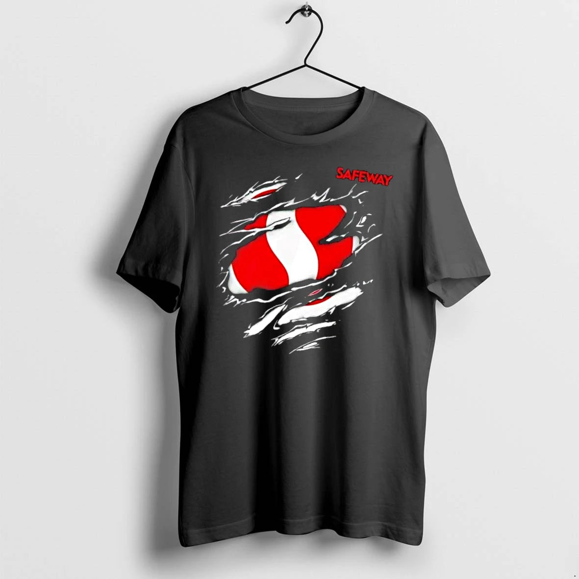 Officials Safeway Claw Marks Ripped Metallic Surface Red White Logo Mens Premium T Shirt