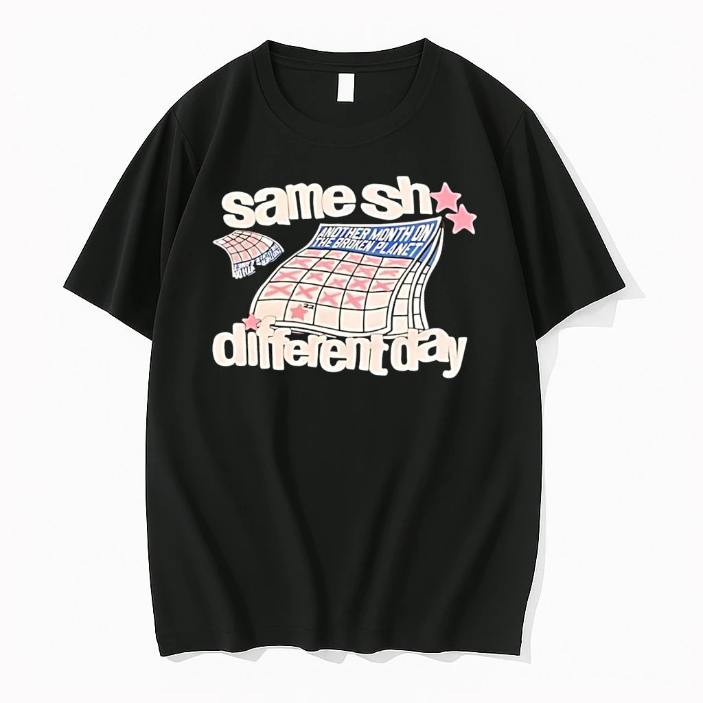 Officials Same Sh Different Day Broken Planet Calendar Black T Shirt Sweater