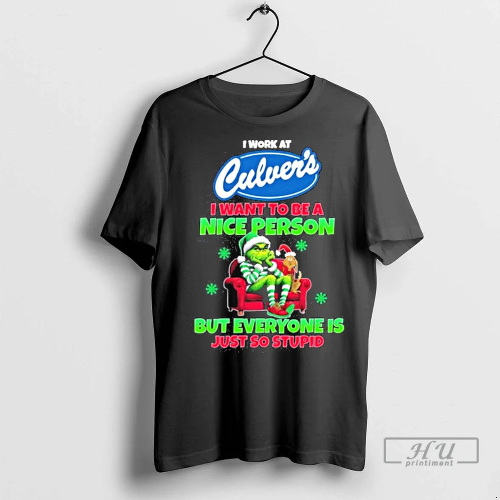 Officials Santa Grinch I Work At Culvers Logo I Want To Be A Nice Person