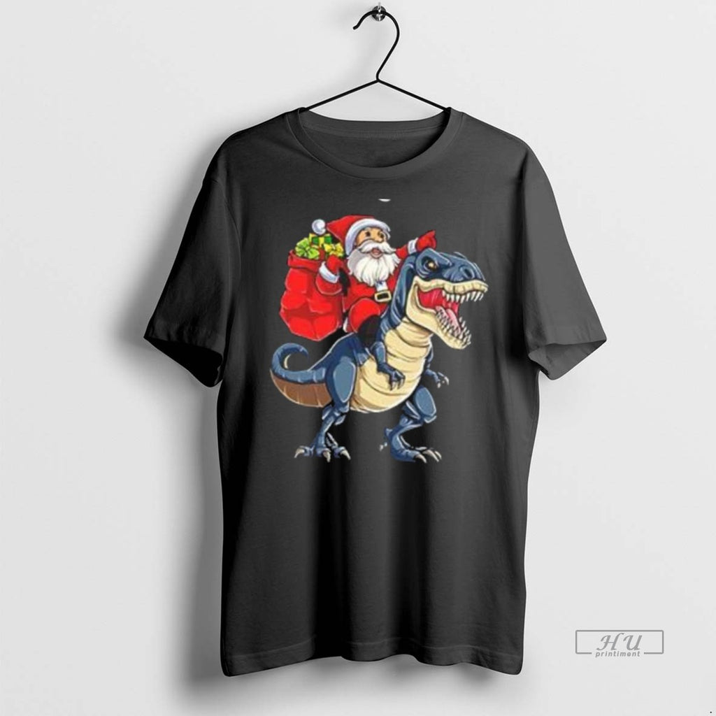 Officials Santa Riding A Dinosaur Funny Christmas 2025 Premium Tee Shirt Sweater