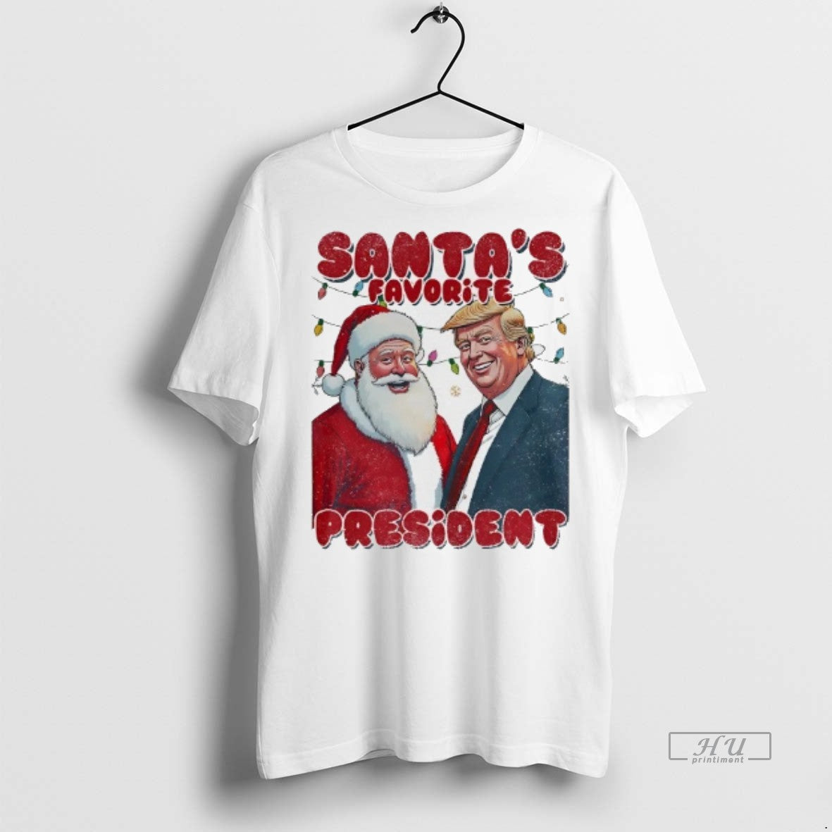 Officials Santas Favorite President Donald Trump Christmas Lights Tee Shirt Sweater