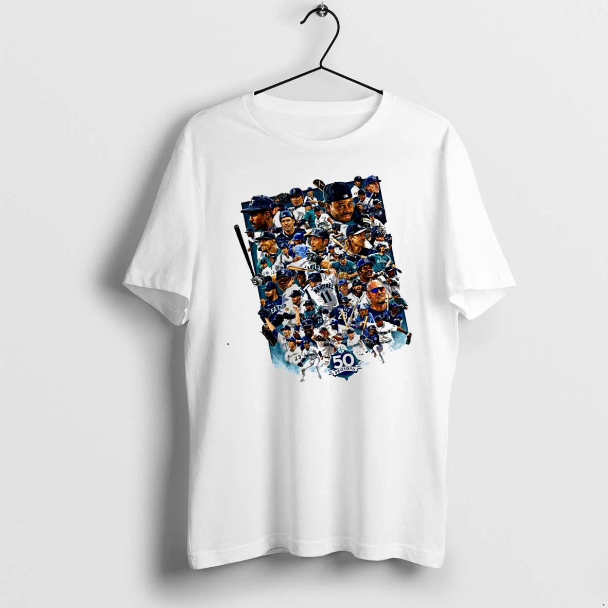 Officials Seattle Mariners 50 Seasons Collage Mlb Premium T Shirt