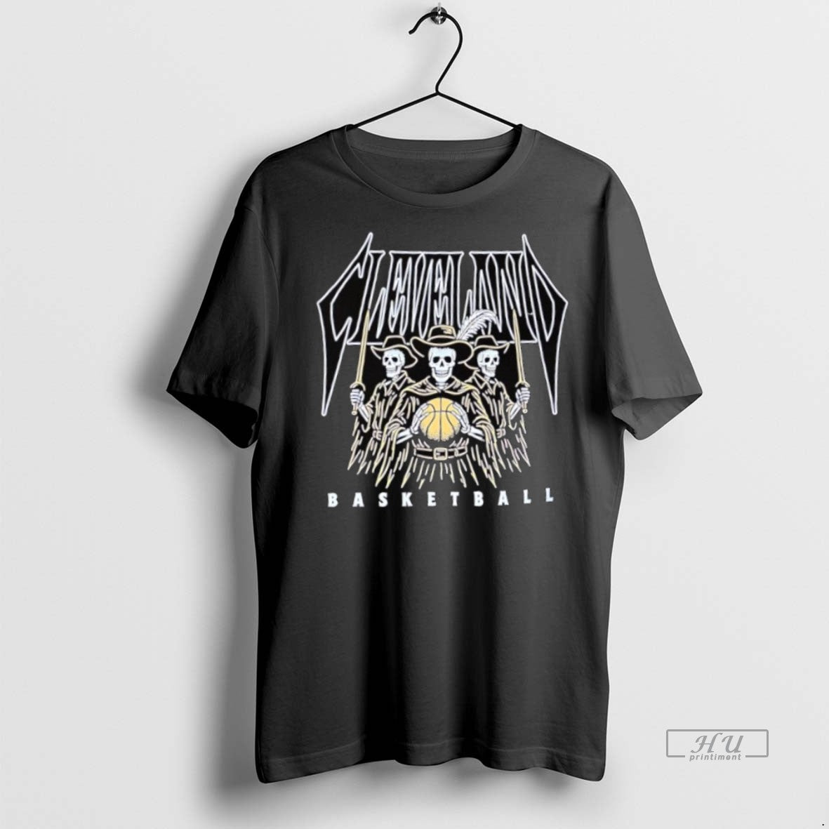 Officials Skeletons With Captain Cleveland Basketball Premium Tee Shirt Sweater