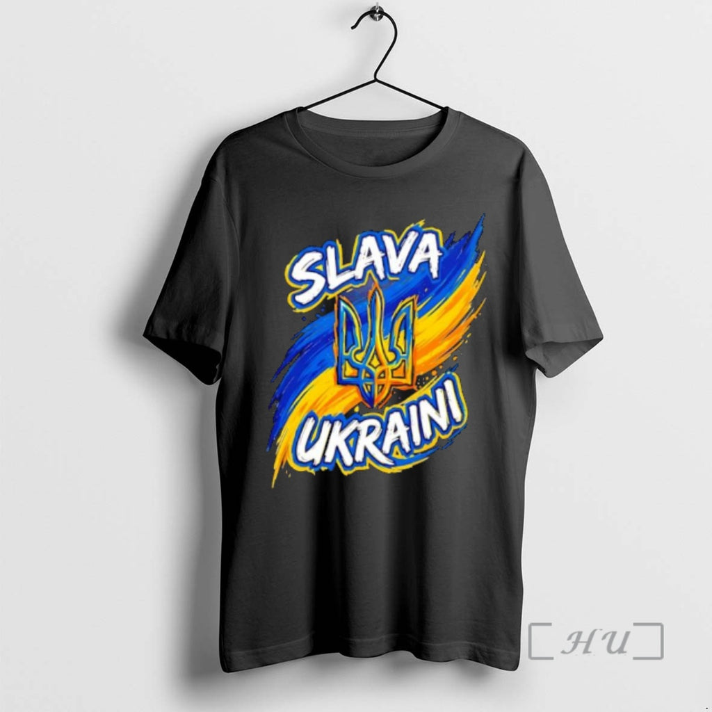 Officials Slava Ukraini Trident Symbol Blue And Yellow Ukraine Flag