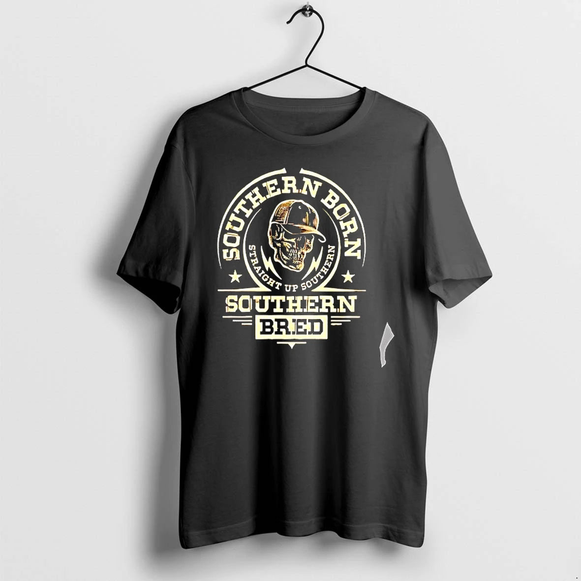 Officials Southern Born Straight Up Southern Southern Bred Skull Hat Premium T Shirt